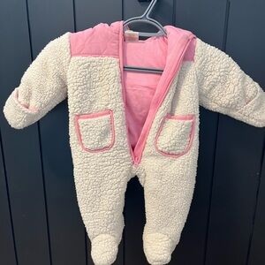 Sherpa Baby Onesie with Pink Accents
